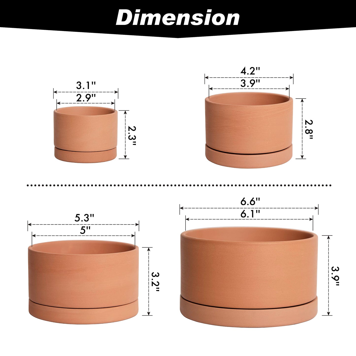 Terracotta Shallow Planter Set