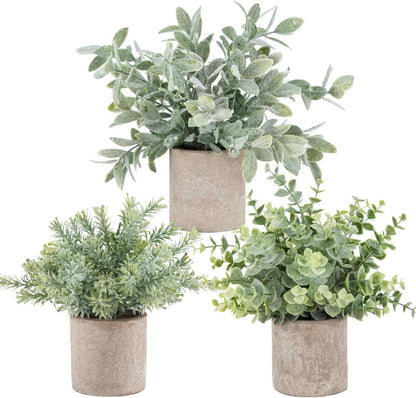 Mini Potted Artificial Plants - 3 pack