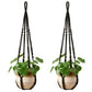 Mkono Macrame Plant Hanger Indoor Hanging Planter Basket with Wood Beads Decorative Flower Pot Holder No Tassels for Indoor Outdoor Boho Home Decor 35 Inch, Ivory, Set of 1 (POTS NOT Included)