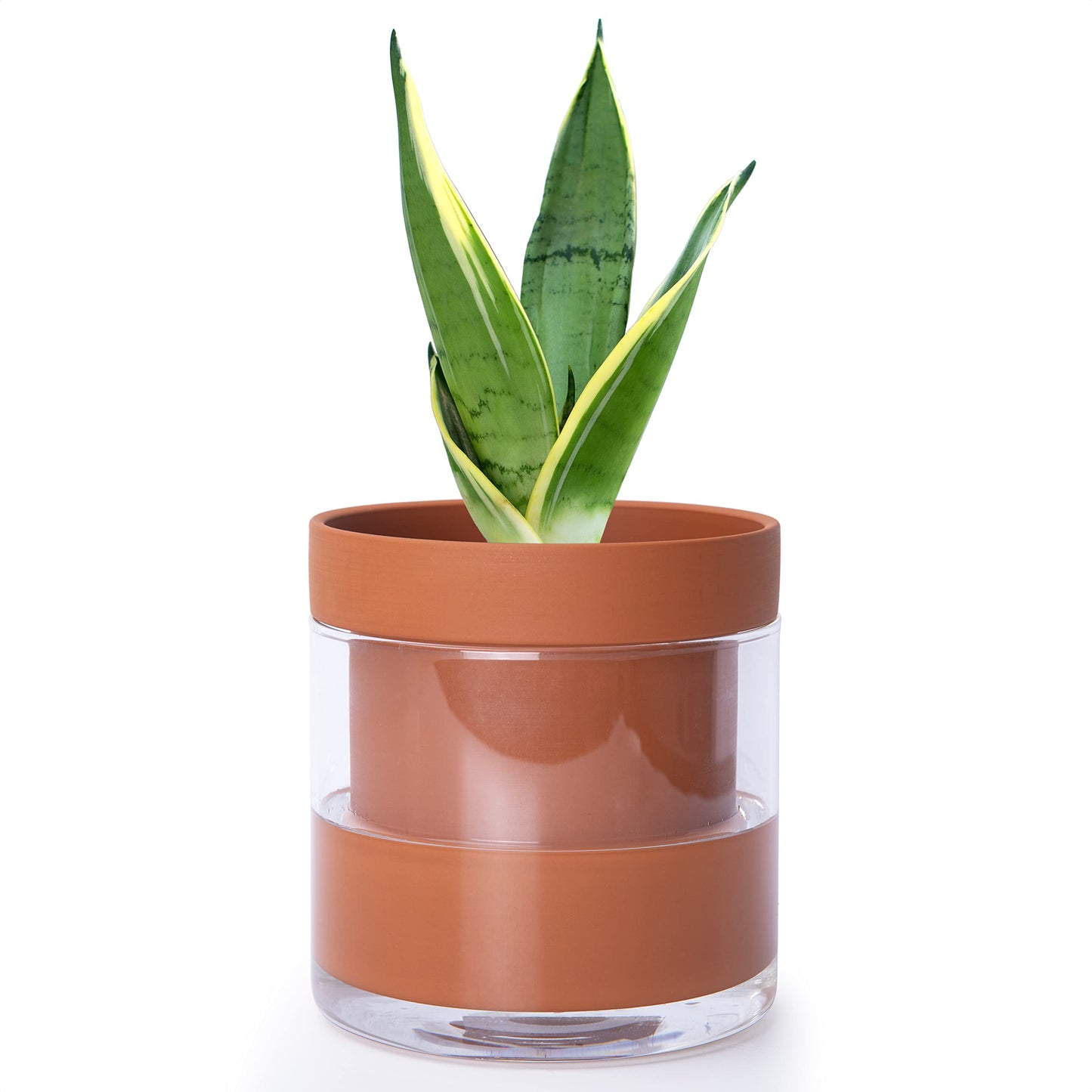 Self Watering Planter Pot Terracotta and Glass