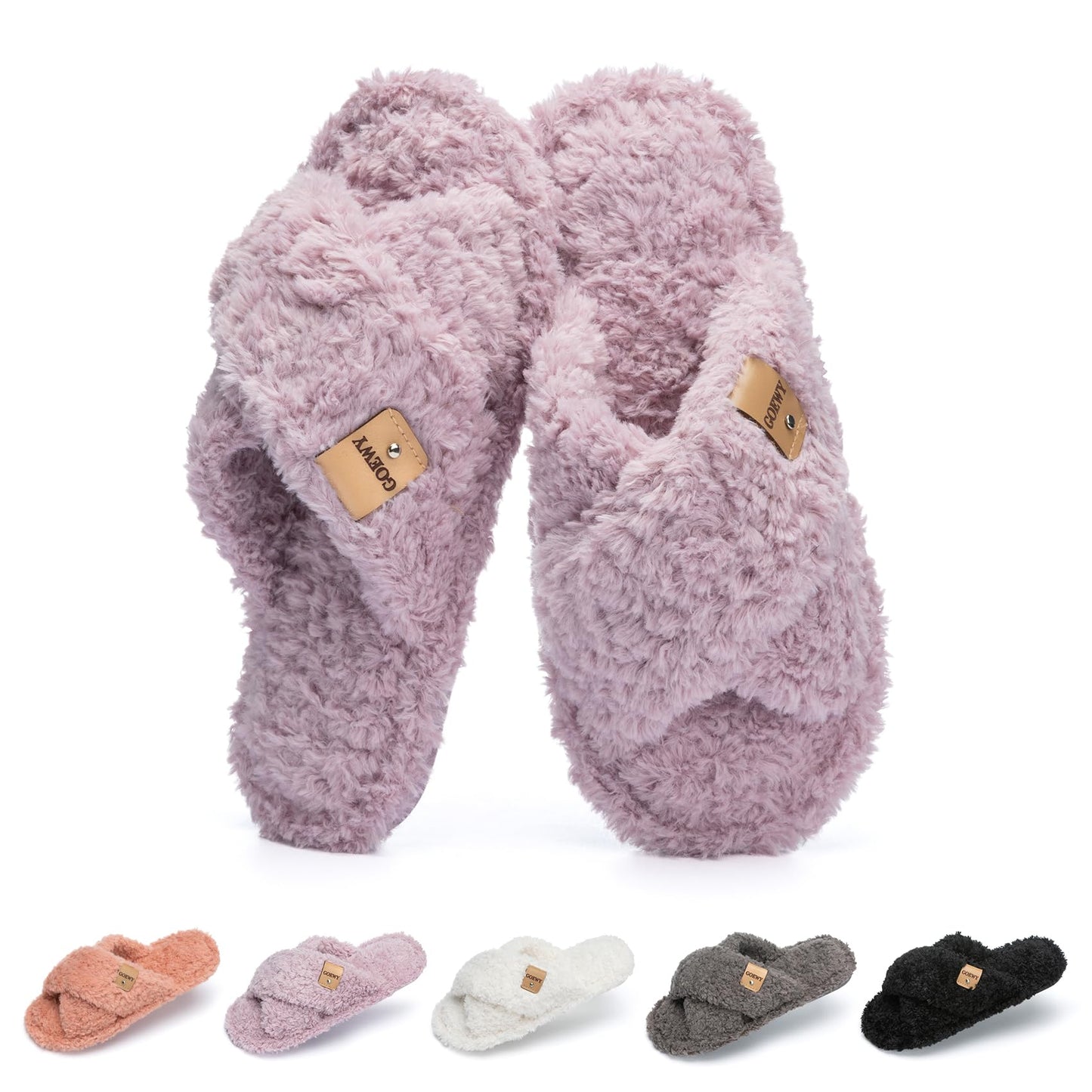 Fuzzy Open Toe Slippers
