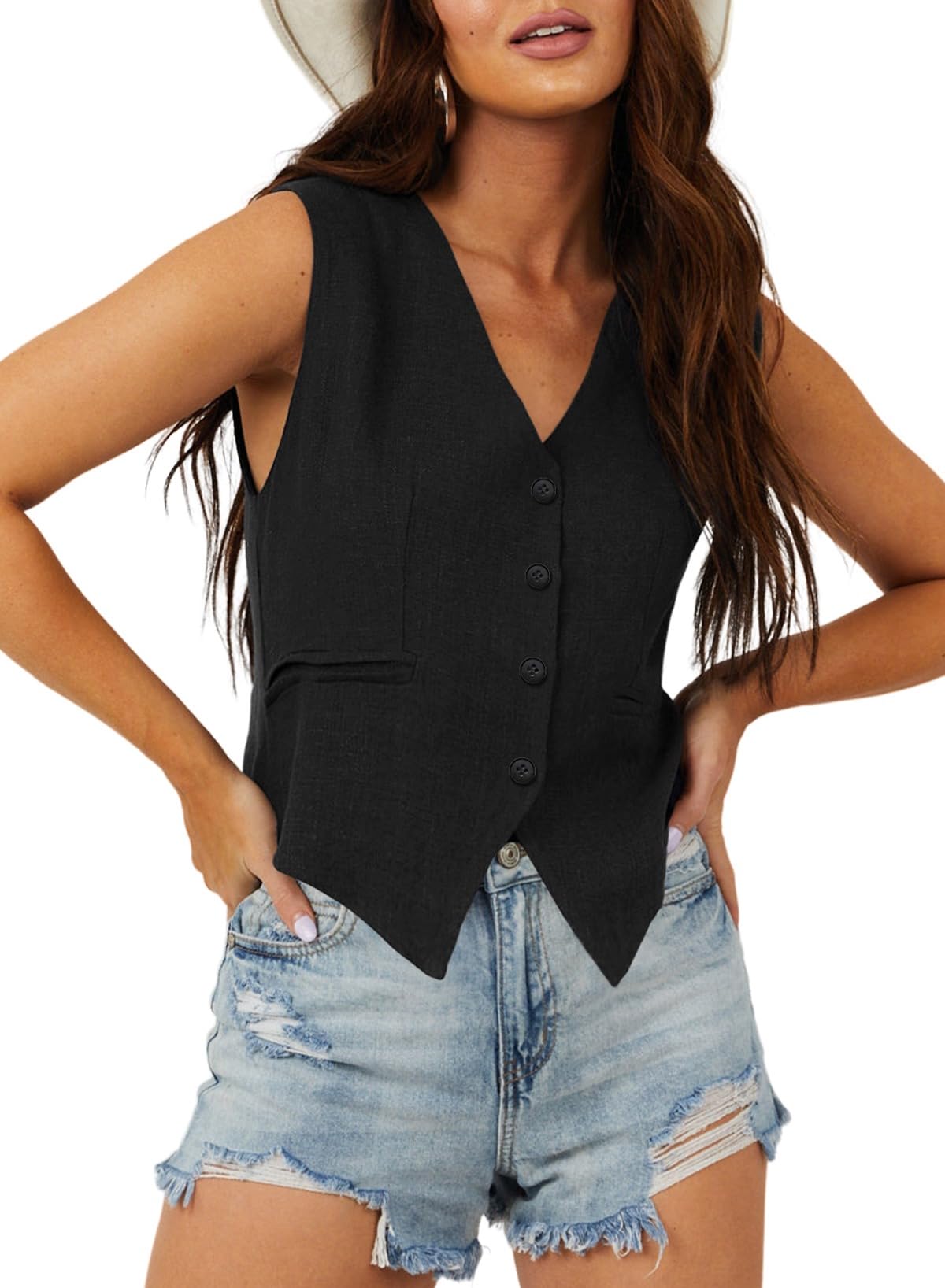 Casual V-Neck Button-Down Vest