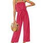 Strapless Belted Wide Leg Jumpsuit