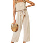 Strapless Belted Wide Leg Jumpsuit