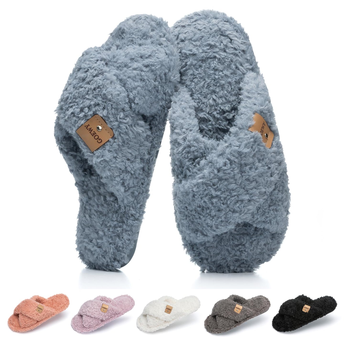 Fuzzy Open Toe Slippers