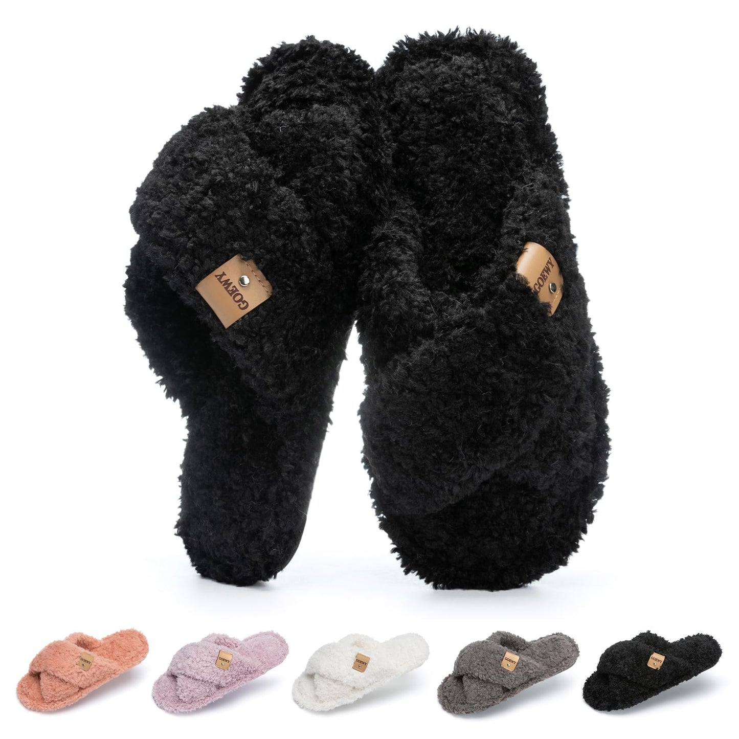 Fuzzy Open Toe Slippers