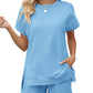 LOMON Womens Fashion 2 Piece Outfits Sweatsuits 2025 Summer Short Sleeve Loungewear Tracksuit Round Neck Lounge Shorts Sets