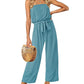 Strapless Belted Wide Leg Jumpsuit