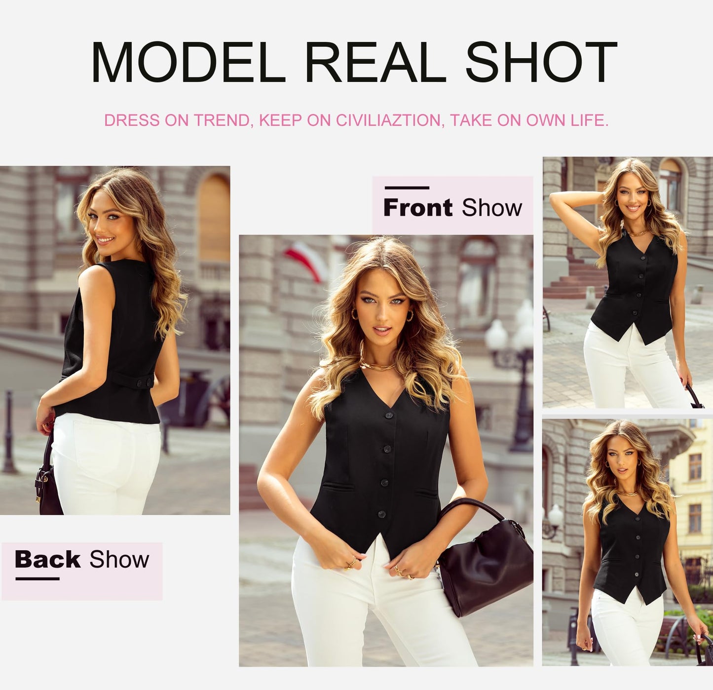 Casual V-Neck Button-Down Vest