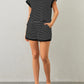 Women Summer 2 Piece Lounge Sets Striped Short Sleeve Tee Shirts Mini Shorts Loungewear Shorts Set Ribbed Pajama Set