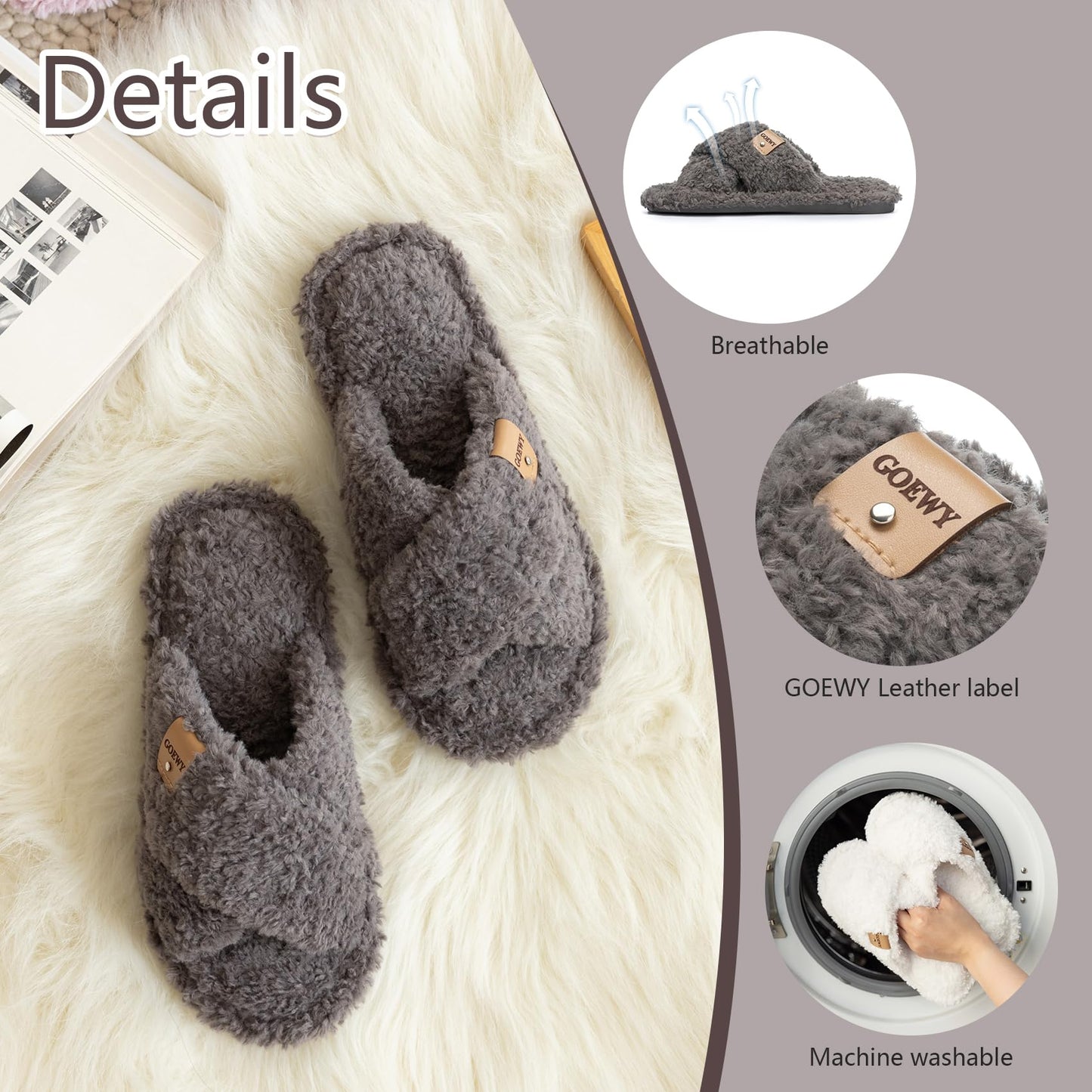 Fuzzy Open Toe Slippers