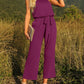 Strapless Belted Wide Leg Jumpsuit