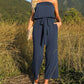 Strapless Belted Wide Leg Jumpsuit