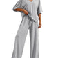 Pajama Sets for Women 2 Piece Lounge Set Short Sleeve Tops and Long Pants Soft Comfy Pjs Sleepwear Outfits S-XXL