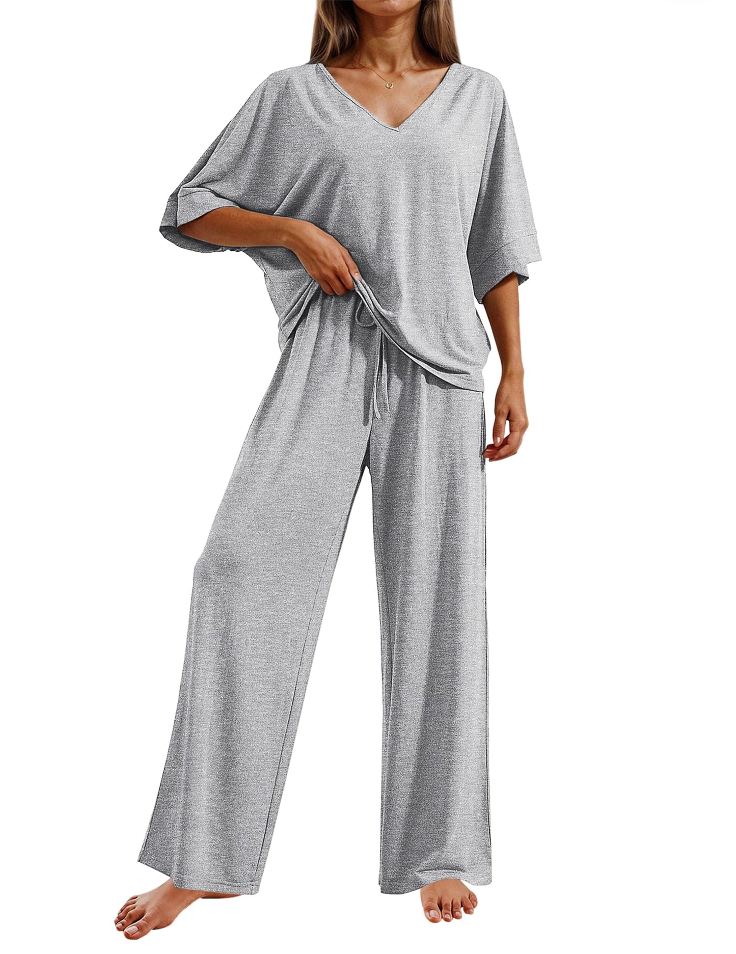 Pajama Sets for Women 2 Piece Lounge Set Short Sleeve Tops and Long Pants Soft Comfy Pjs Sleepwear Outfits S-XXL