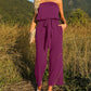 Strapless Belted Wide Leg Jumpsuit