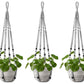 Mkono Macrame Plant Hanger Indoor Hanging Planter Basket with Wood Beads Decorative Flower Pot Holder No Tassels for Indoor Outdoor Boho Home Decor 35 Inch, Ivory, Set of 1 (POTS NOT Included)