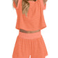 Women Summer 2 Piece Lounge Sets Striped Short Sleeve Tee Shirts Mini Shorts Loungewear Shorts Set Ribbed Pajama Set