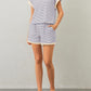 Women Summer 2 Piece Lounge Sets Striped Short Sleeve Tee Shirts Mini Shorts Loungewear Shorts Set Ribbed Pajama Set