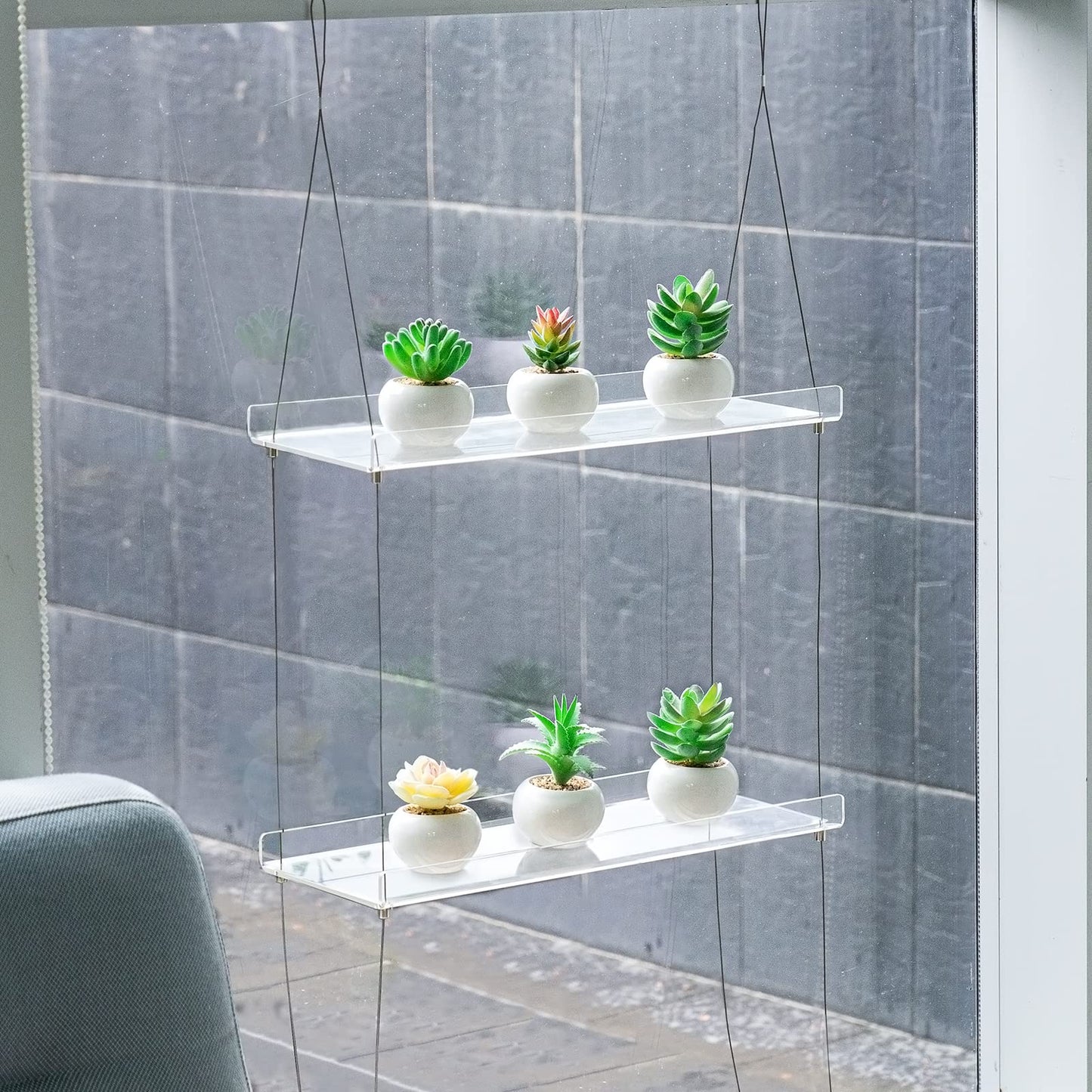 Acrylic Hanging Window Plant Shelves