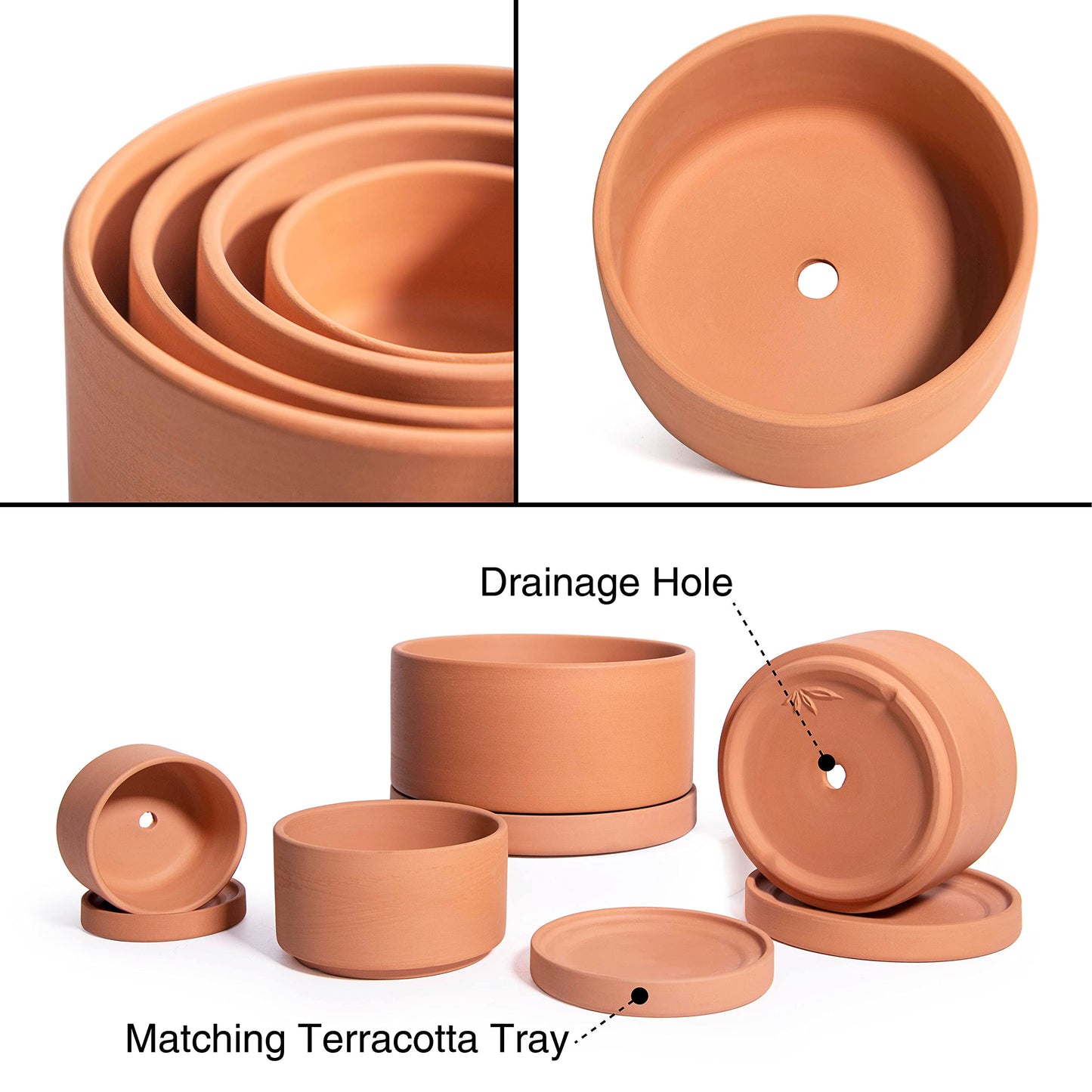 Terracotta Shallow Planter Set