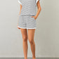 Women Summer 2 Piece Lounge Sets Striped Short Sleeve Tee Shirts Mini Shorts Loungewear Shorts Set Ribbed Pajama Set