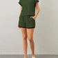 Women Summer 2 Piece Lounge Sets Striped Short Sleeve Tee Shirts Mini Shorts Loungewear Shorts Set Ribbed Pajama Set