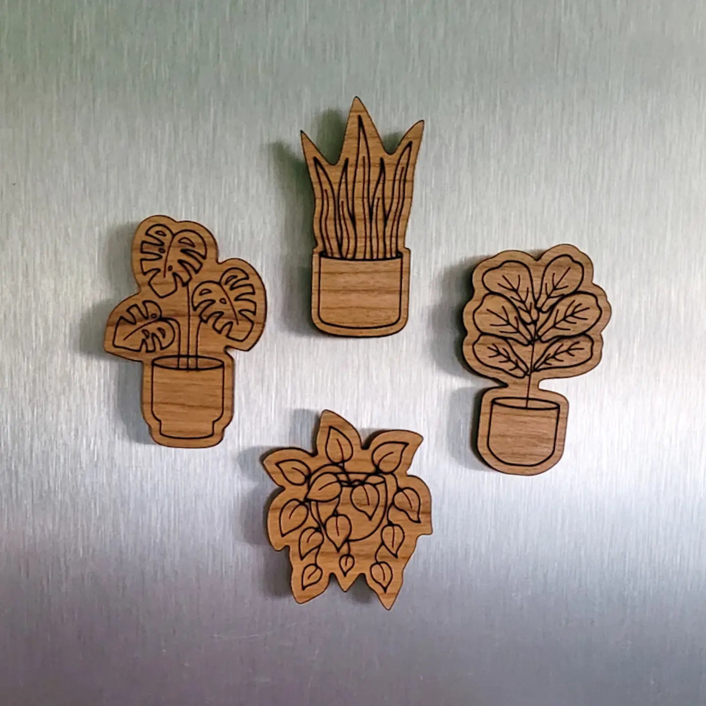 Plant Shaped Wooden Magnets