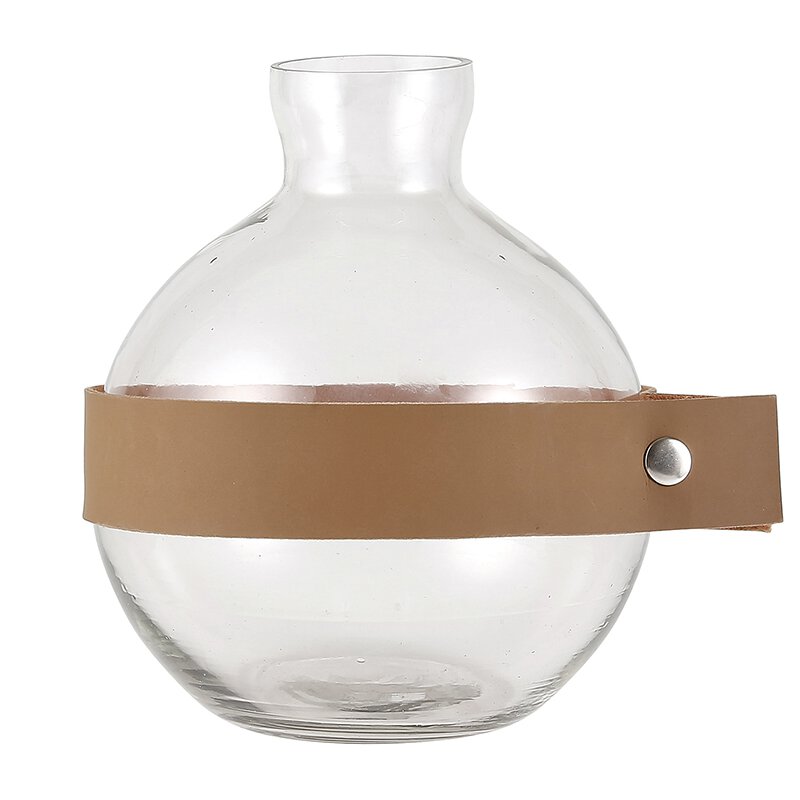 Glass Vase w/Leather Accent