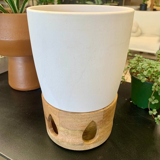 Ceramic + Wood Planter