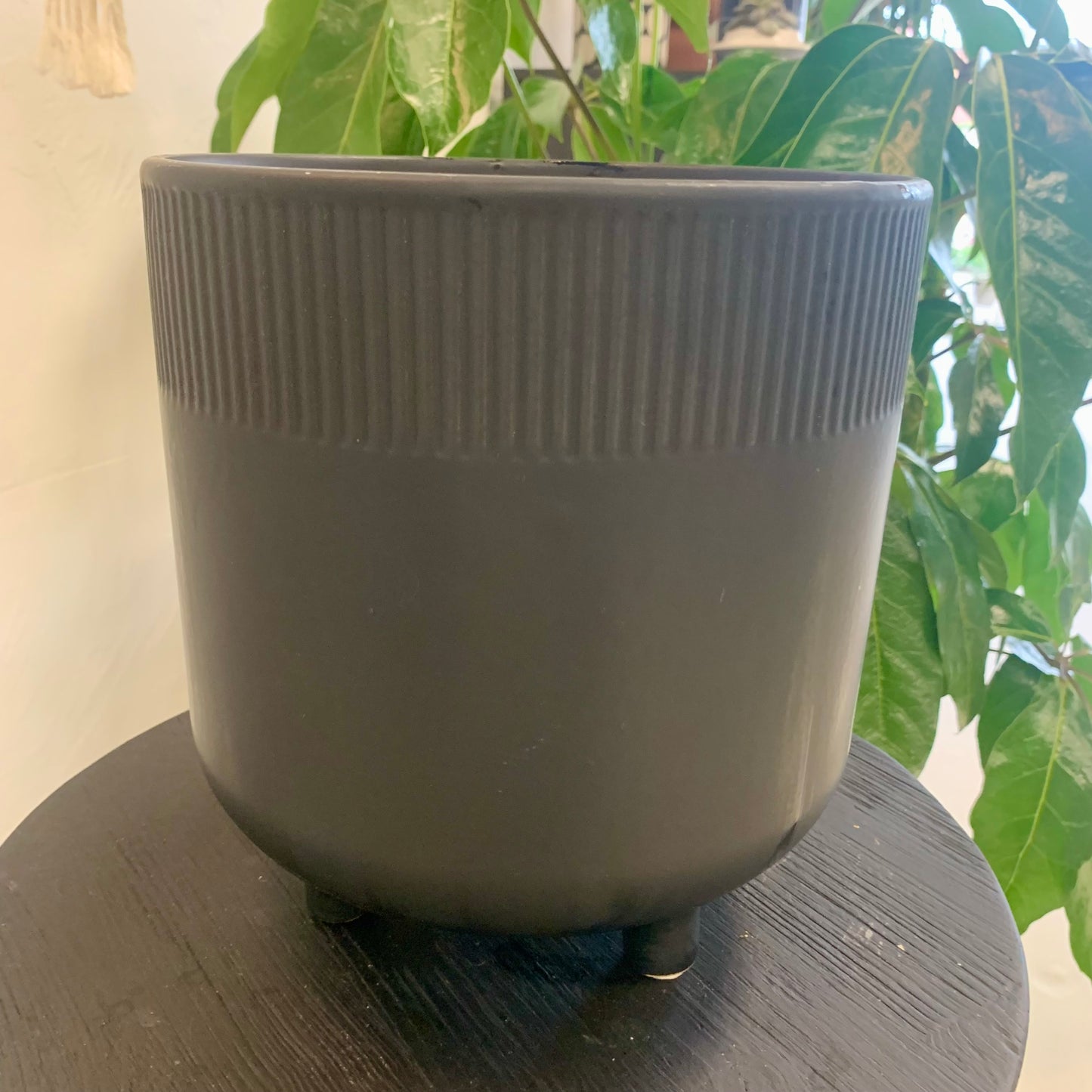 Footed Large Black Planter