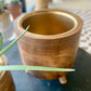Small Acacia Wood Pot with Gold Center
