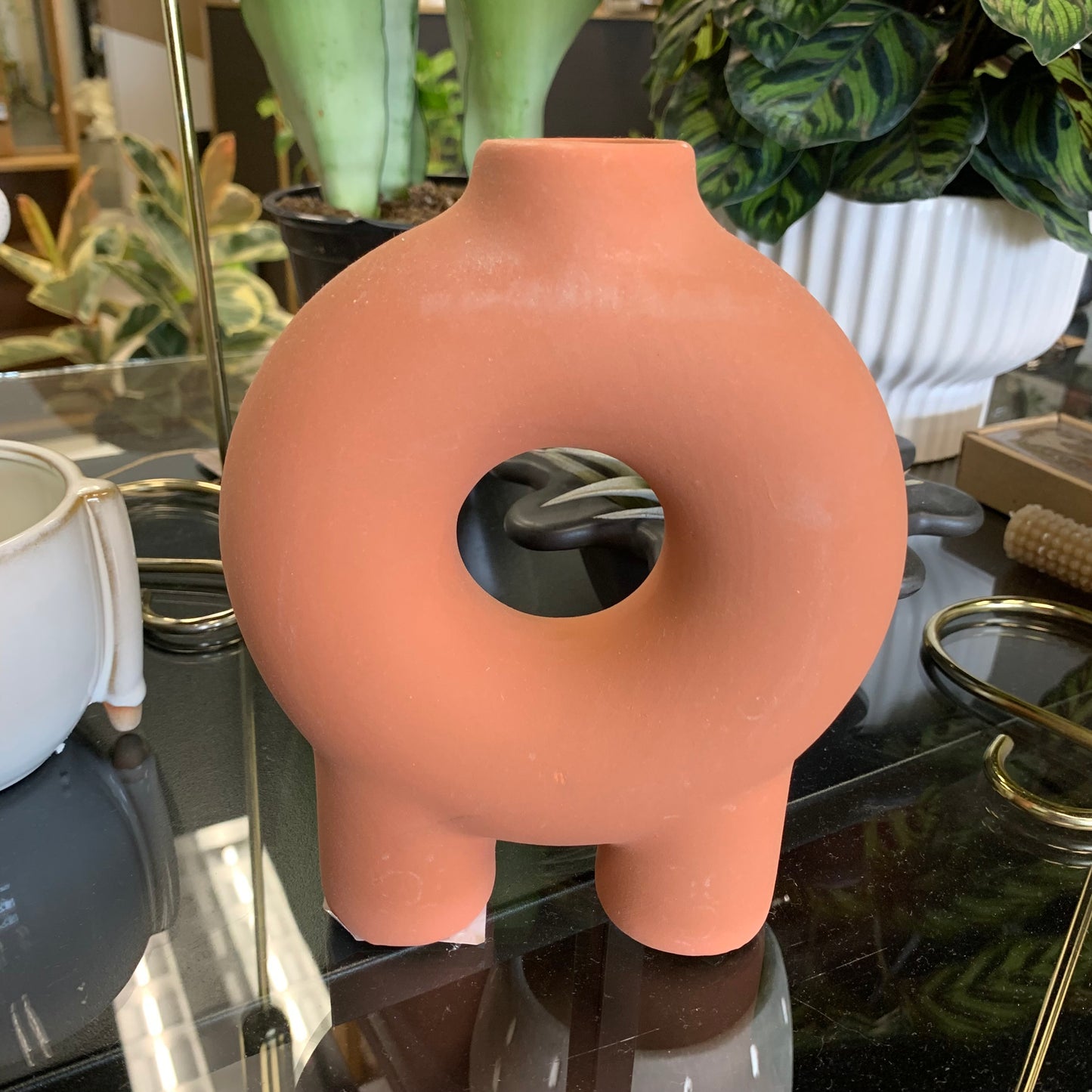 Terracotta Donut Footed Vase