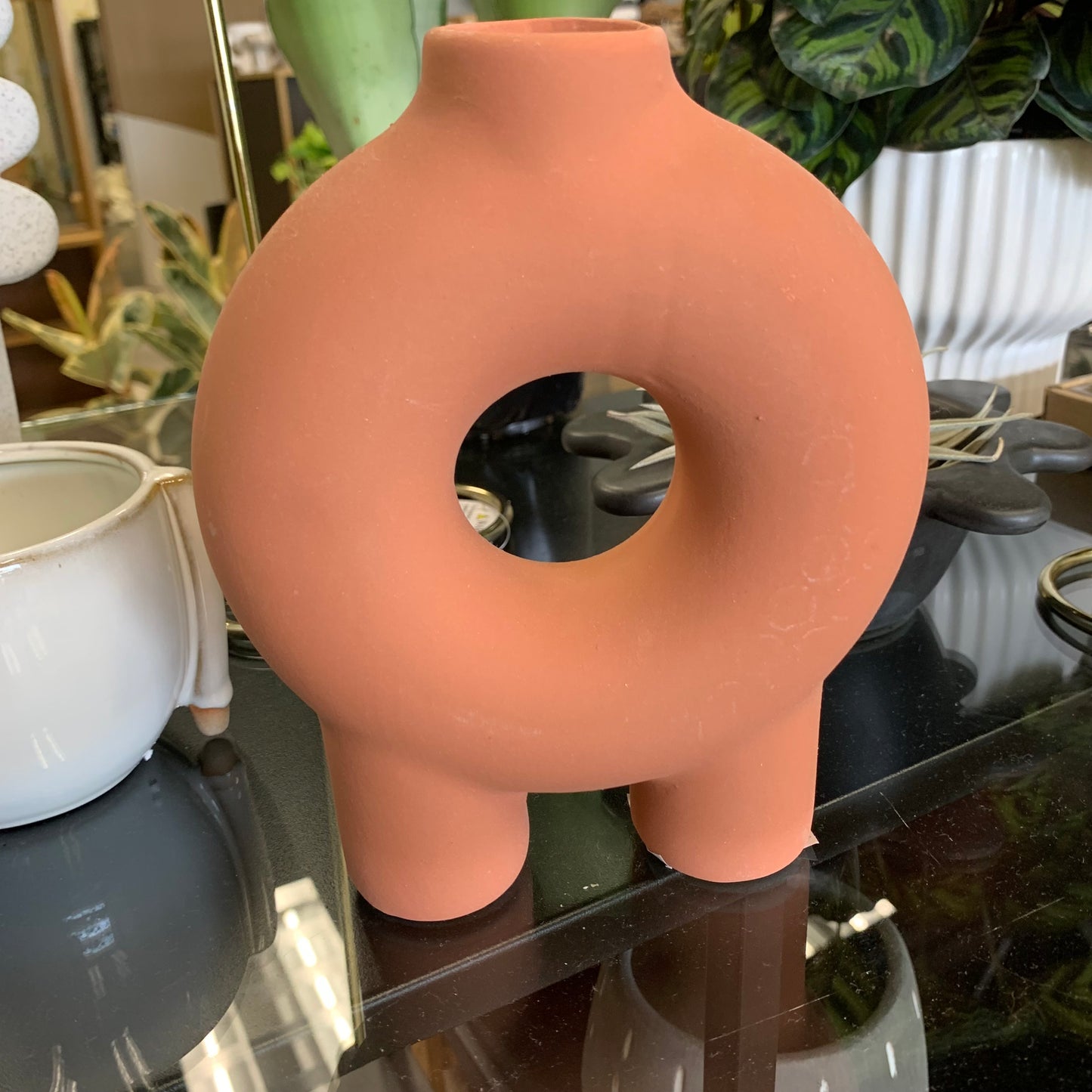 Terracotta Donut Footed Vase