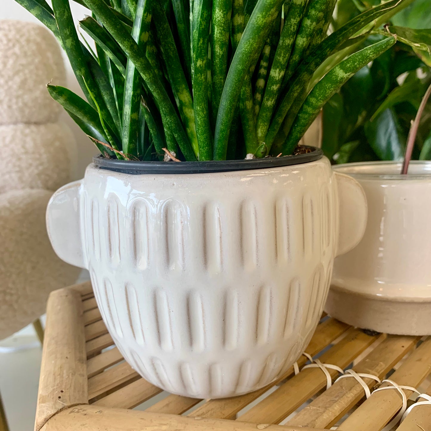 White Stoneware Planter