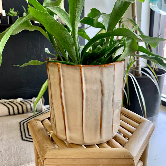 Stoneware Pleated Planter
