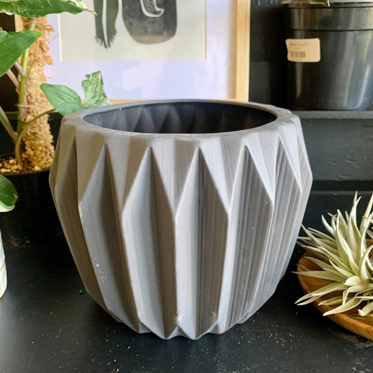 Matte Black Fluted Planter