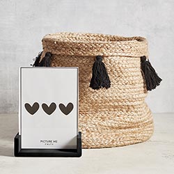 Natural Jute Bag with Black Tassels