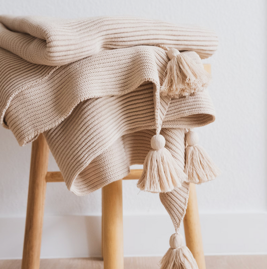 Textured Rib Knit Throw Blanket